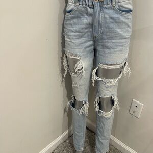 American Eagle Outfitters Light Blue Ripped Skinny Jeans